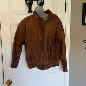 Womens Vintage Brown Bomber Jacket